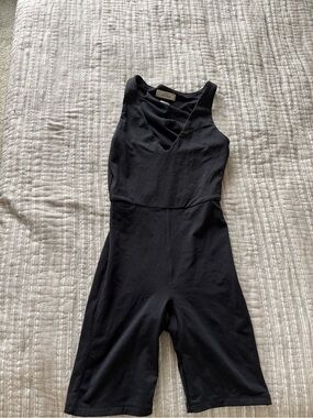 Aritzia Black Sleeveless V Neck Athletic Onesie Romper